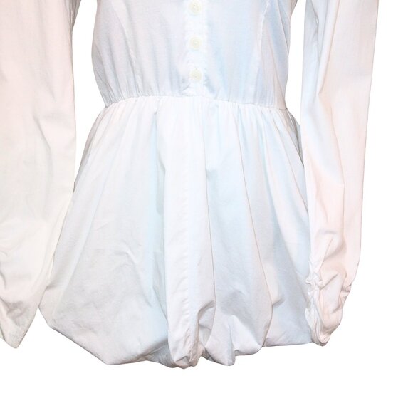 WOMEN'S CLEO APPAREL WHITE BUTTON UP PEPLUM LONG SLEEVE SHIRT - SIZE S - Picture 5 of 7